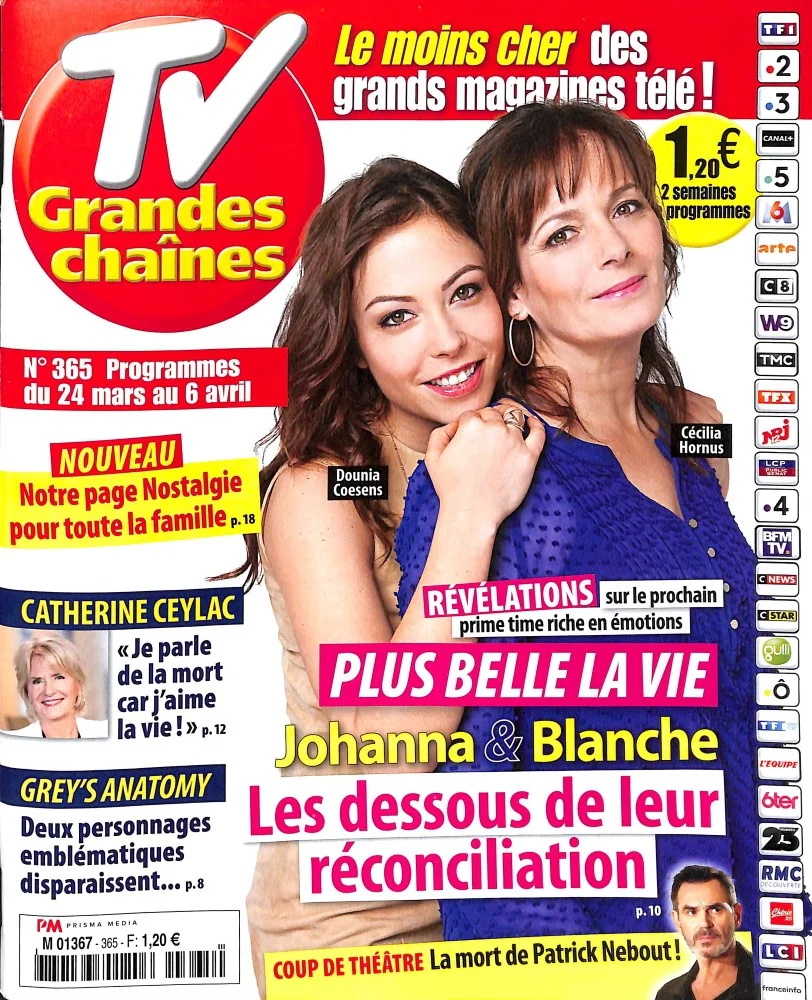Cécilia Hornus (Blanche) et Dounia Coesens (Johanna) en Une de TV Grandes chaînes pour le prime PBLV