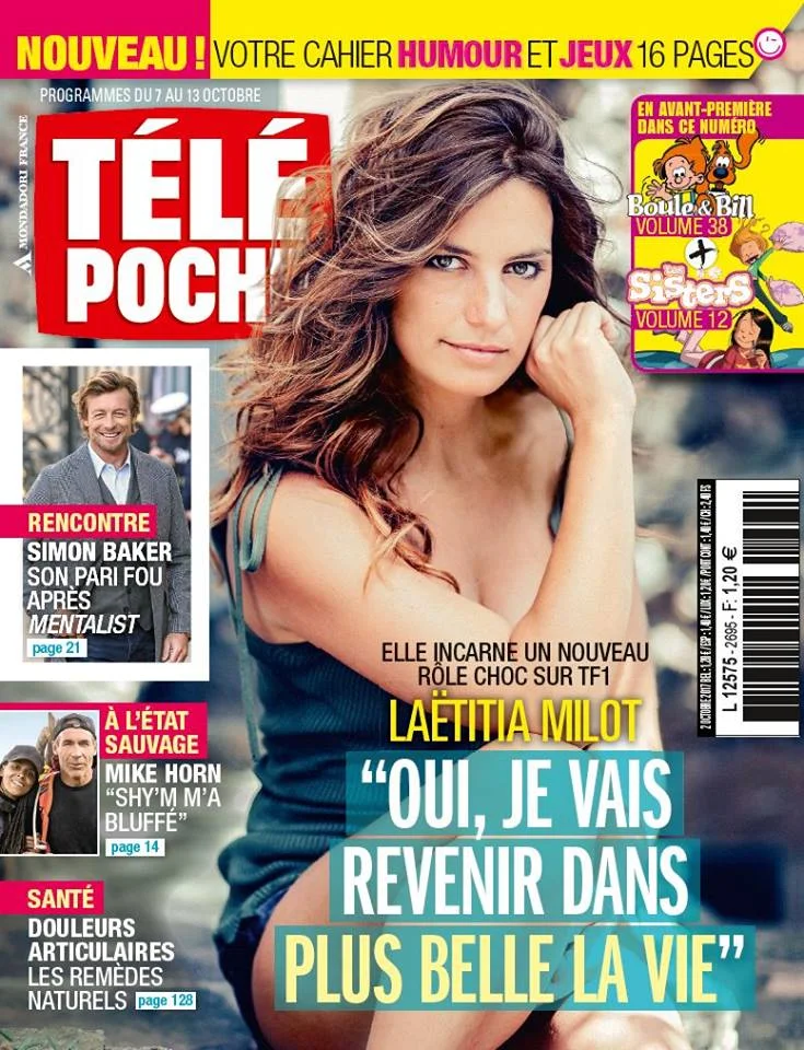 Le retour de Laetitia Milot (Mélanie) dans PBLV en Une de Télé Poche